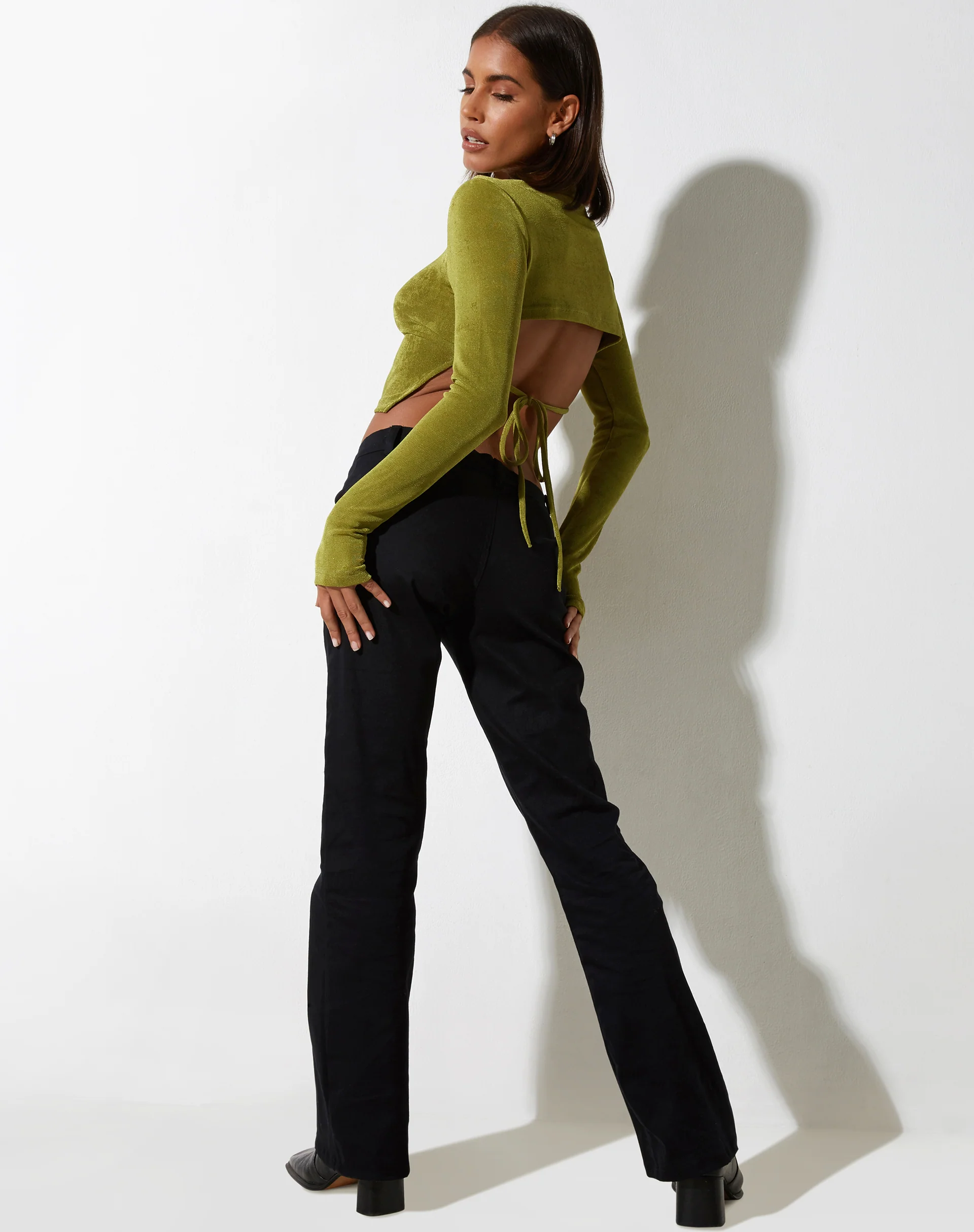 Tadita Crop Top in Crepe Lime - Image 4