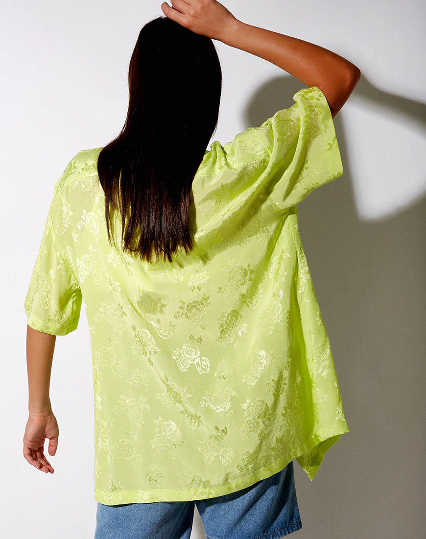 Taelsa Shirt in Satin Rose Lime - Image 3