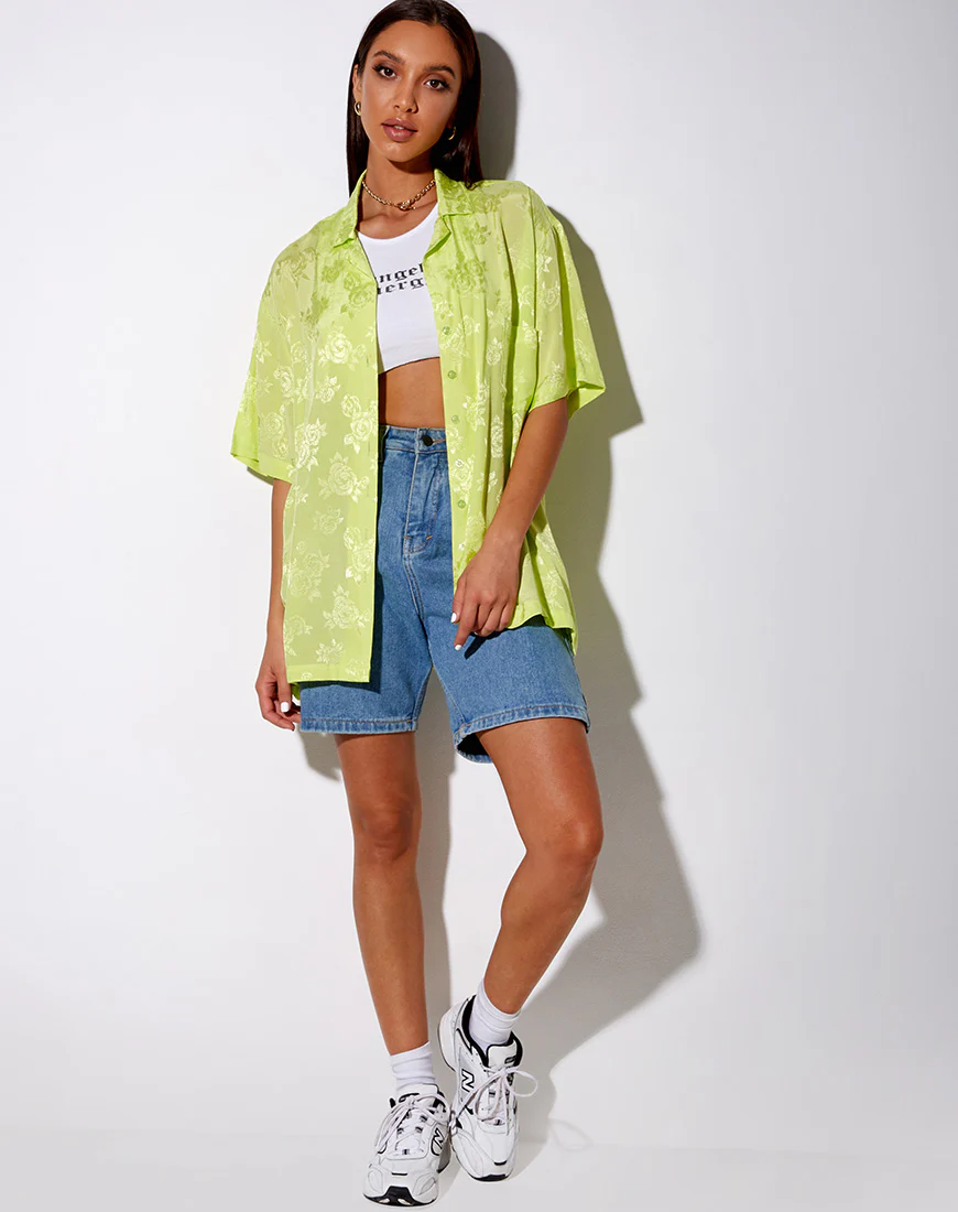 Taelsa Shirt in Satin Rose Lime - Image 4