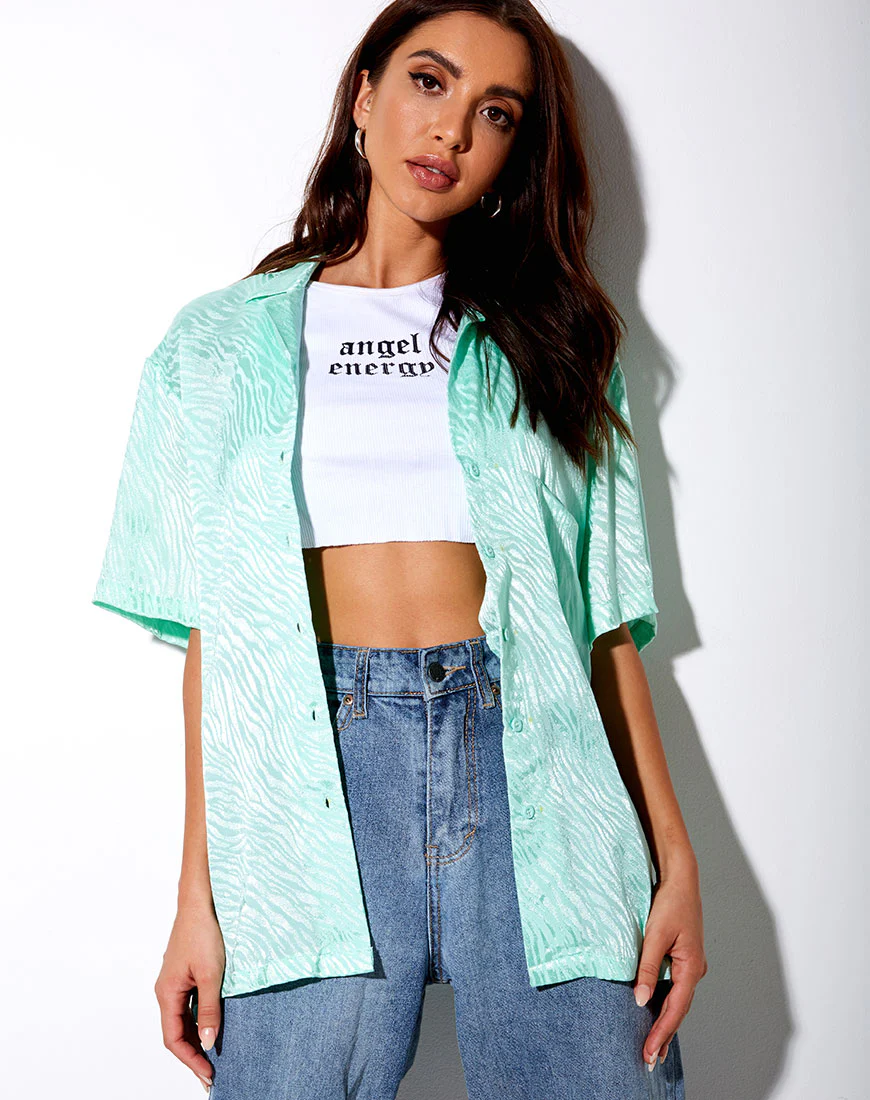 Taelsa Shirt in Satin Zebra Aquamarine - Image 2