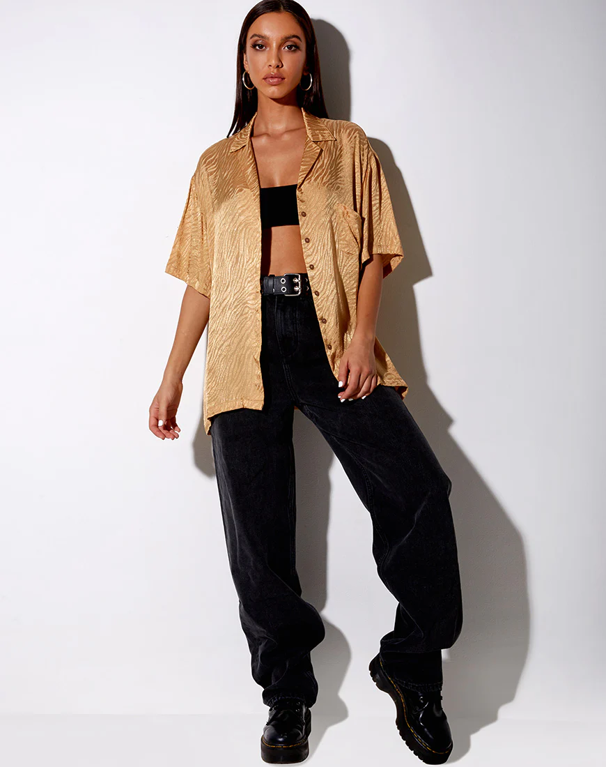 Taelsa Shirt in Satin Zebra Caramel - Image 3