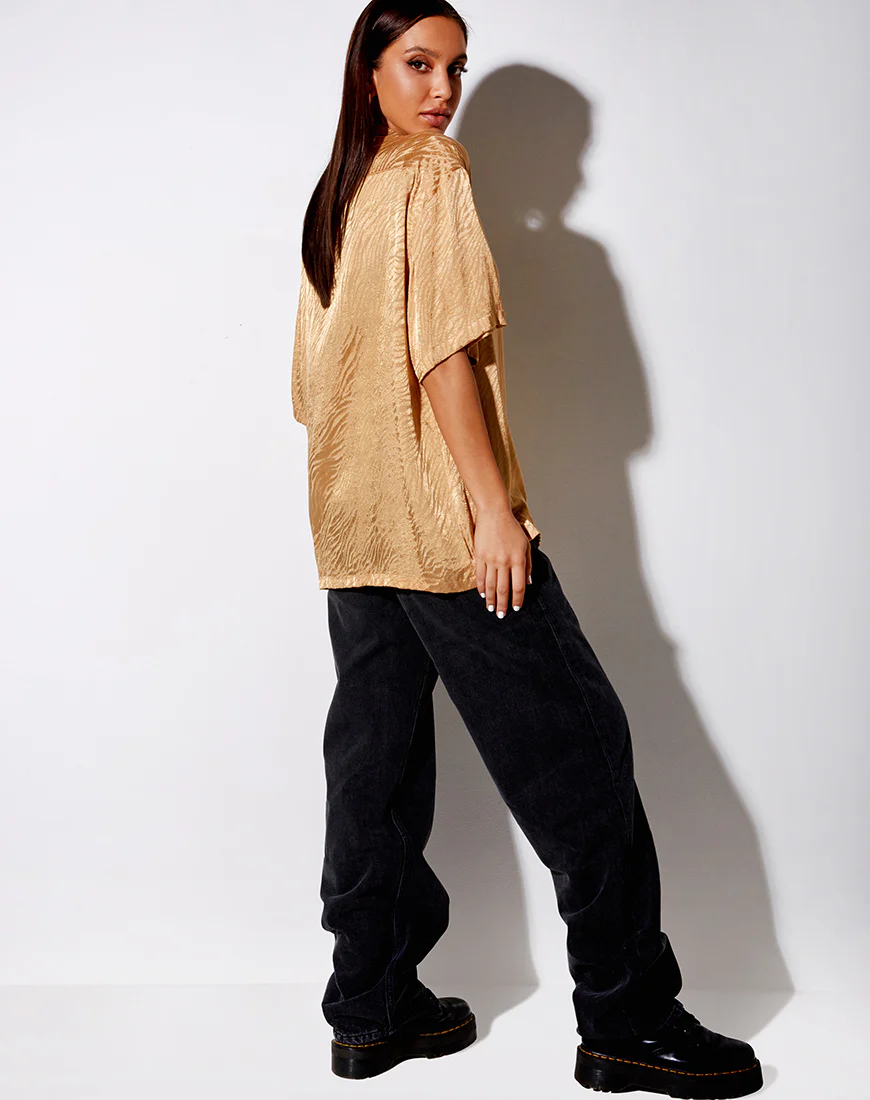 Taelsa Shirt in Satin Zebra Caramel - Image 4
