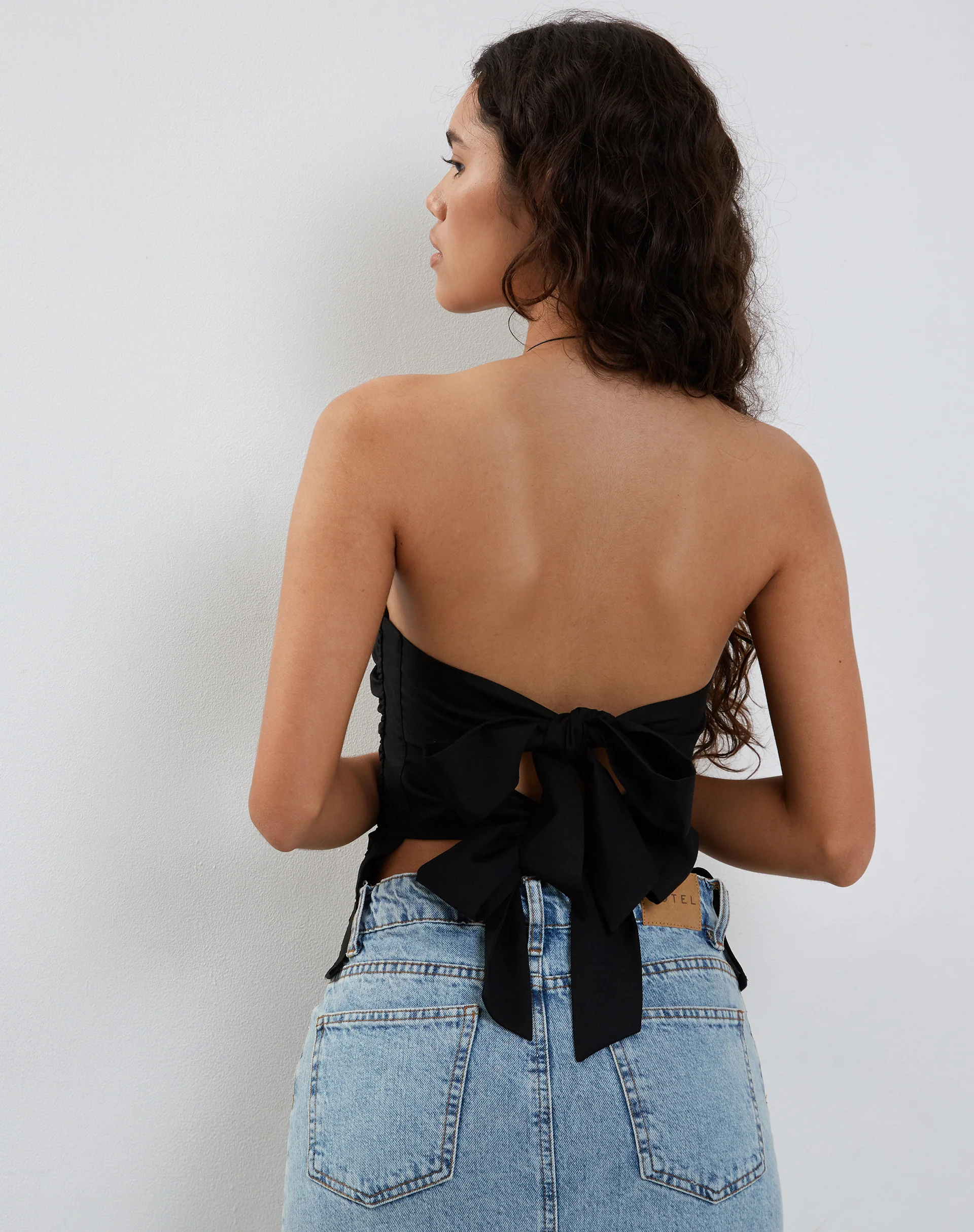 Tahari Tie Back Longline Tube Top in Black - Image 3