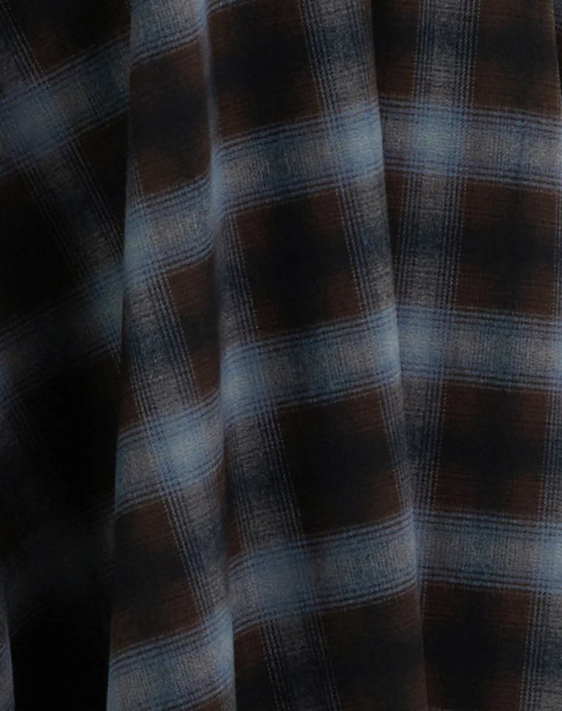 Taka Midi Skirt in Blue and Brown Check - Image 6