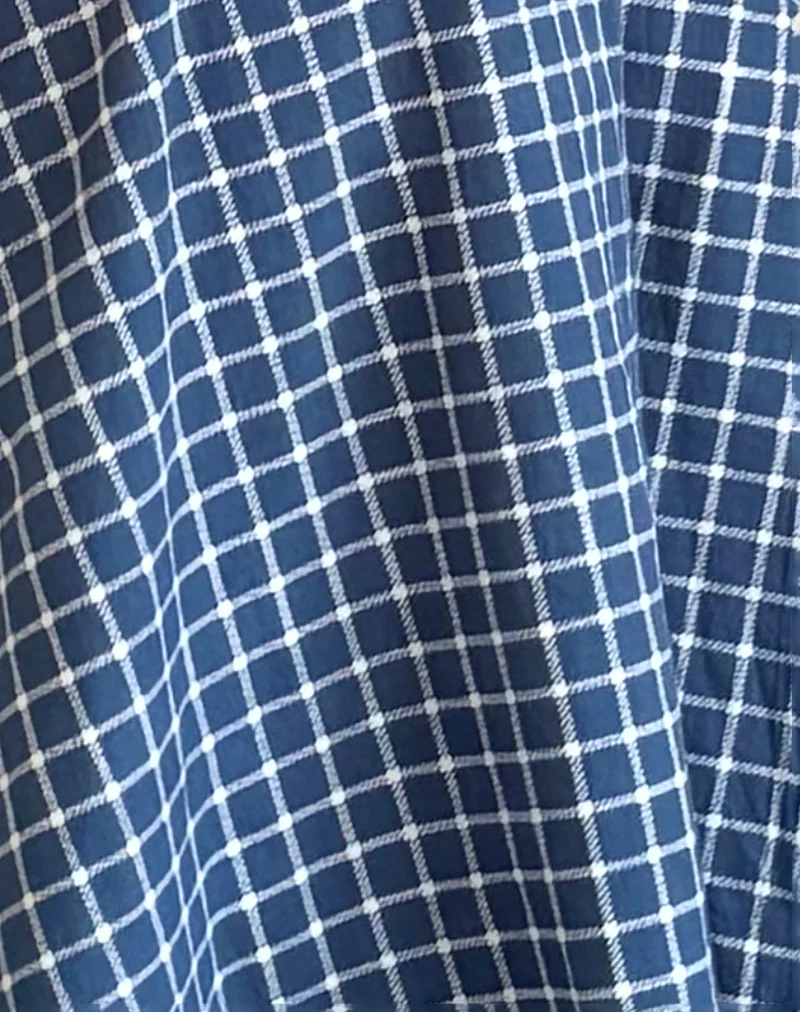 Takara Midi Skirt in Navy Tartan Poplin - Image 6