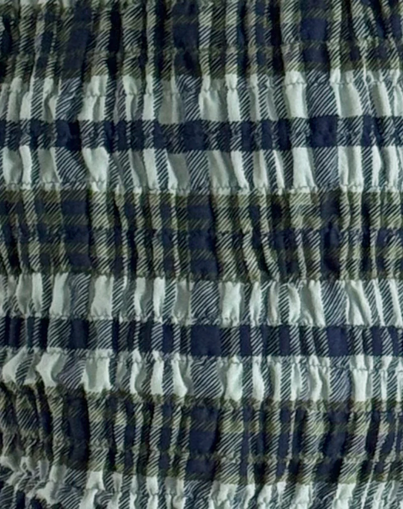 Takayi Mini Dress in Linen Mono Check Green - Image 6