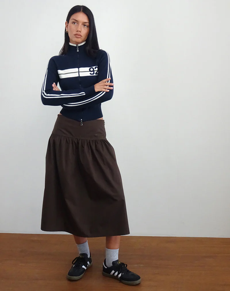 Takiya Zip Through Jacket in Deep Navy with 92 Design - Image 5