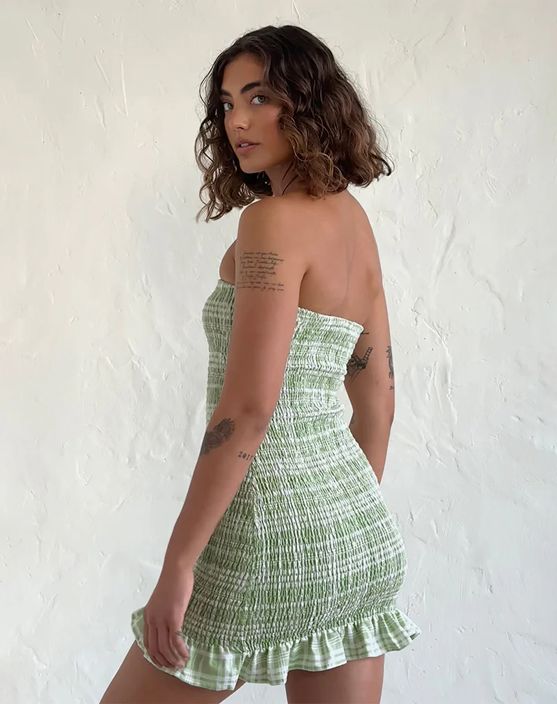 Takiyo Mini Dress in Table Cloth Neo Mint - Image 6