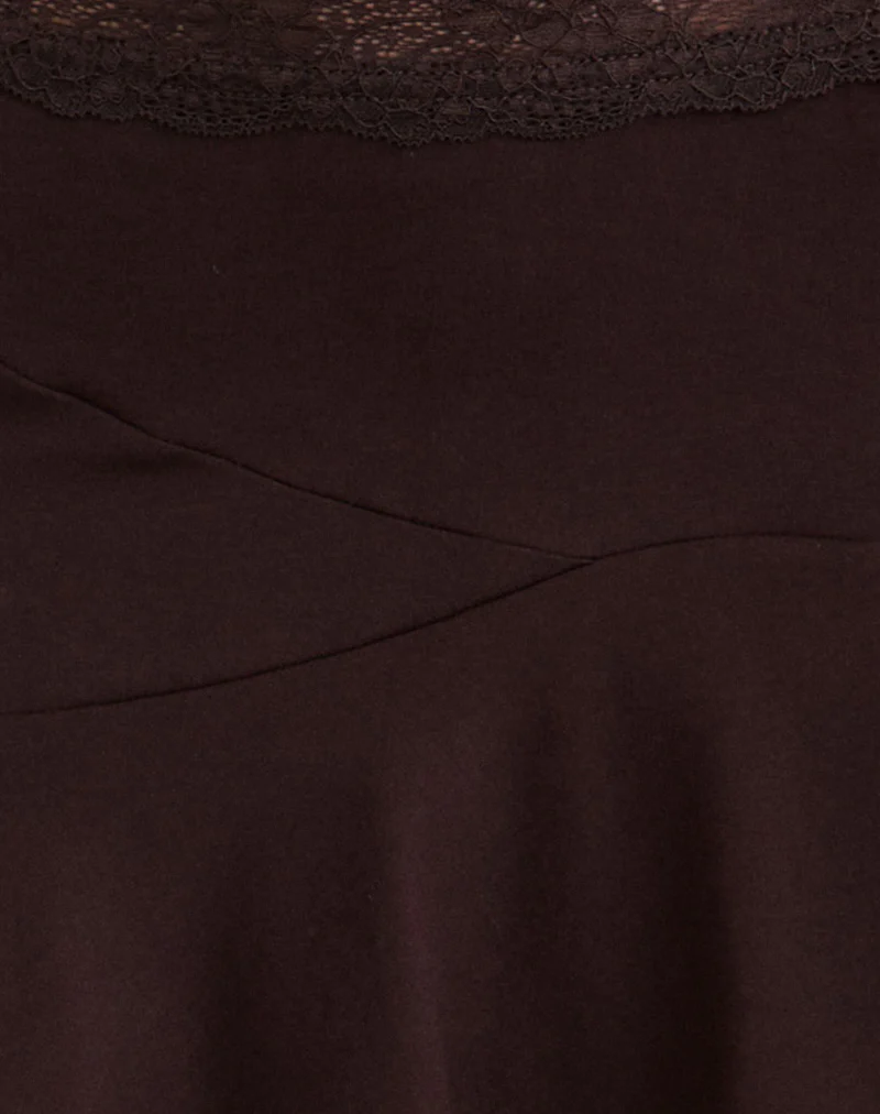 Taleah Mini Skirt with Lace in Bitter Chocolate - Image 6