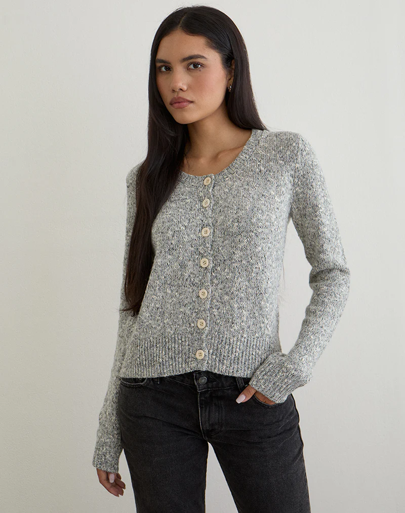 Talira Cardigan in Knit Dark Grey Marl - Image 3