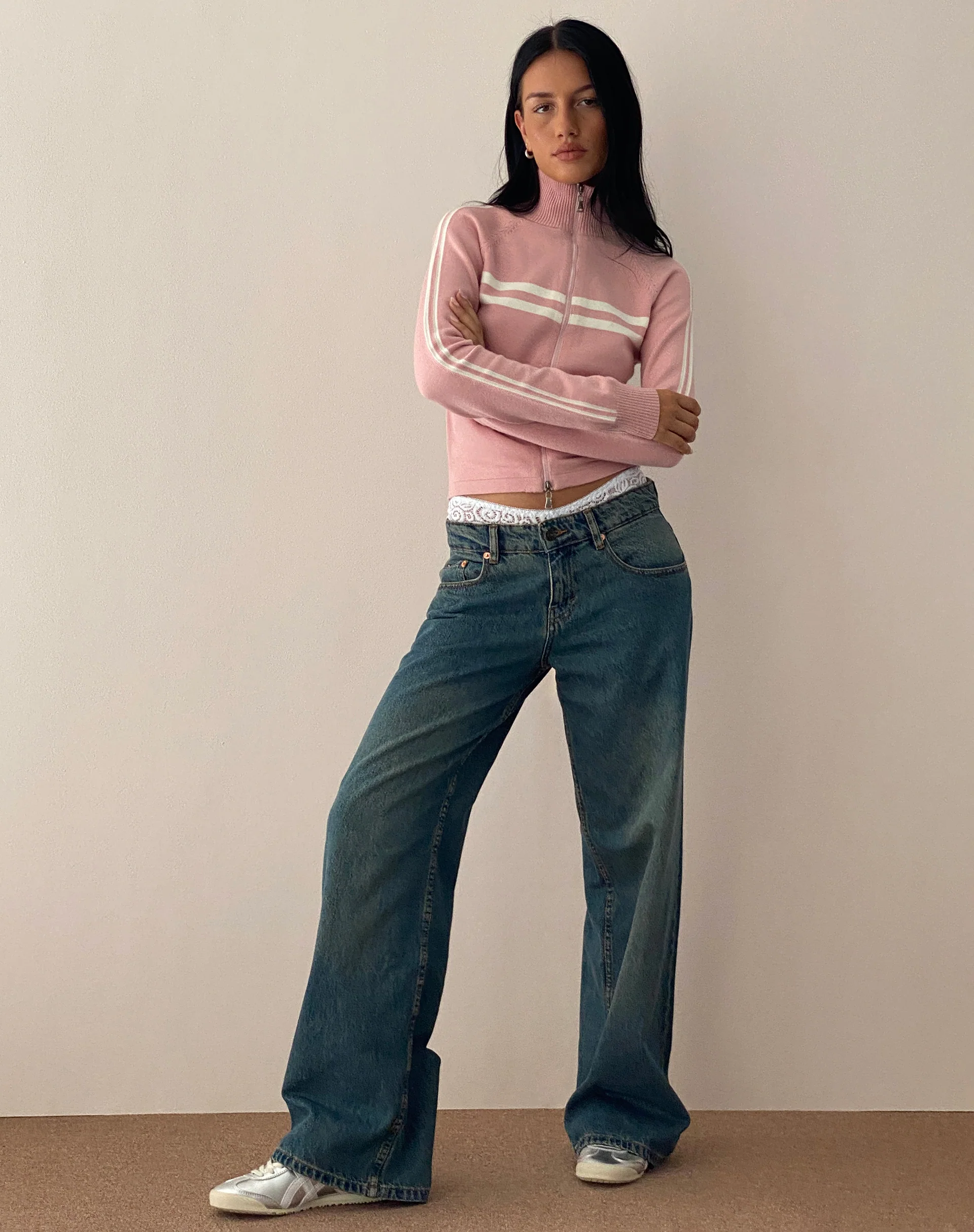 Talisa Sporty Zip Through Jacket in Knit Pink - Image 4
