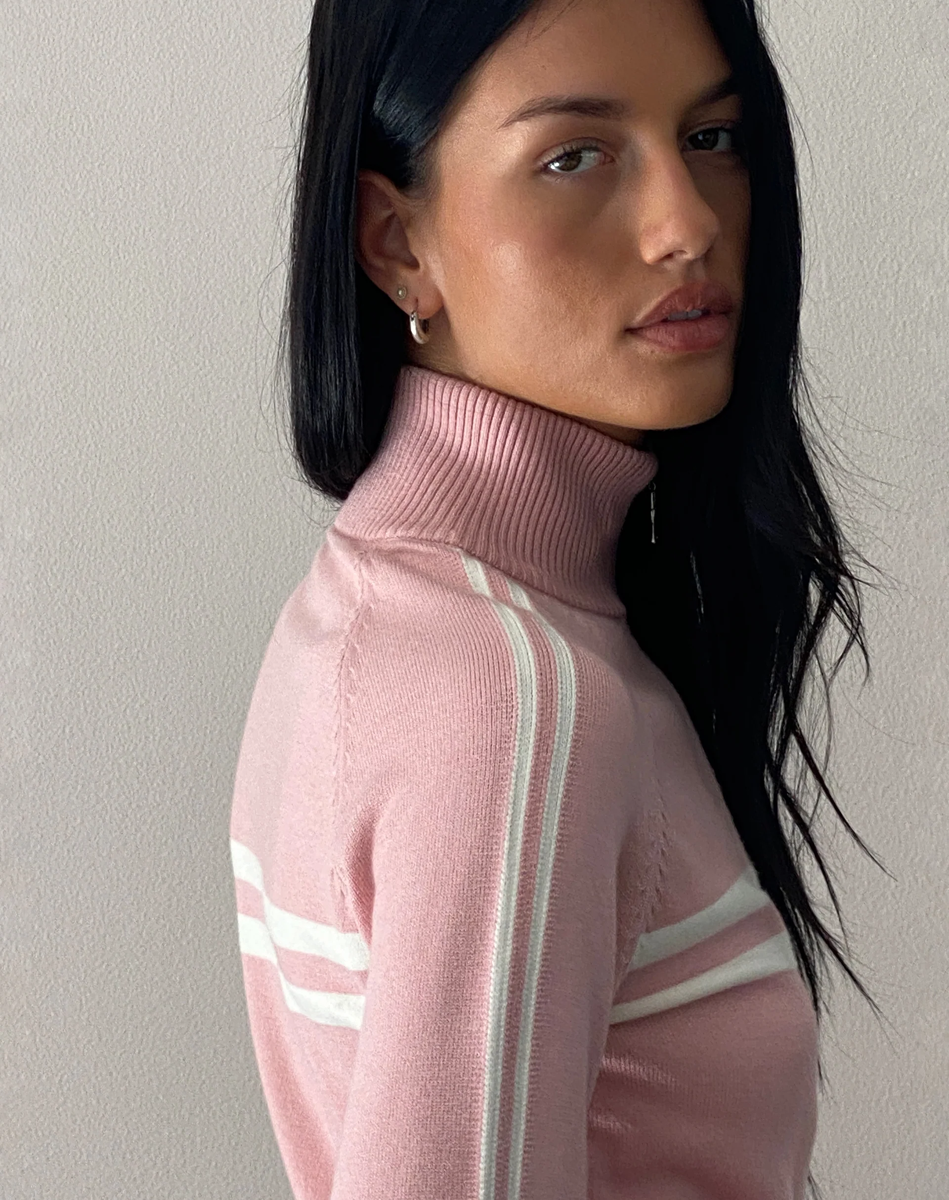 Talisa Sporty Zip Through Jacket in Knit Pink - Image 7