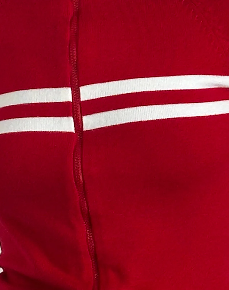 Talisa Zip Through Jacket in Red with White Stripe - Image 5
