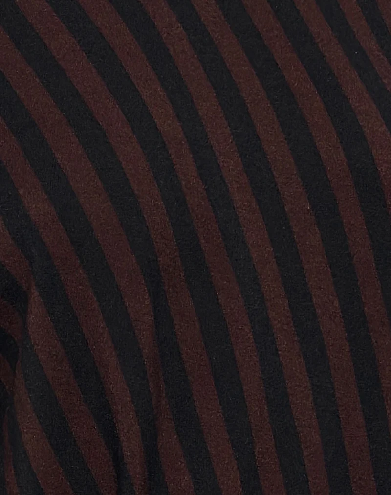 Talita Mini Dress in Diagonal and Mini Stripe Maroon - Image 6