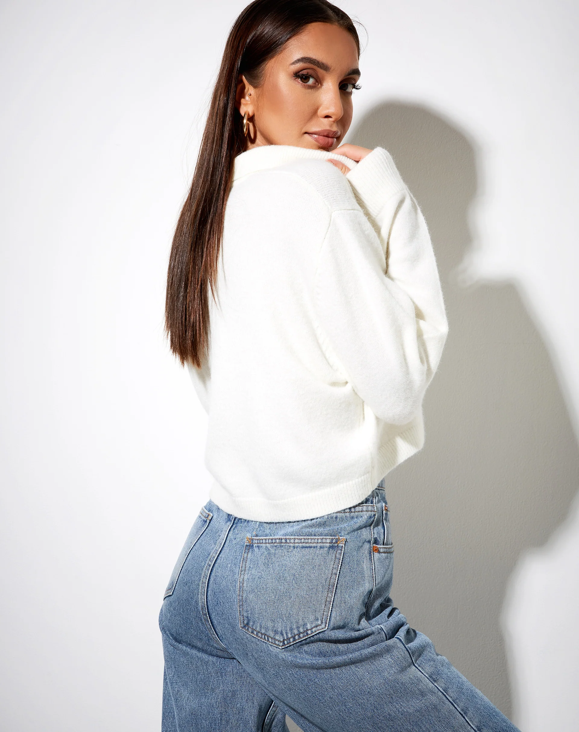 Tallis Jumper in Knit Ivory - Image 2