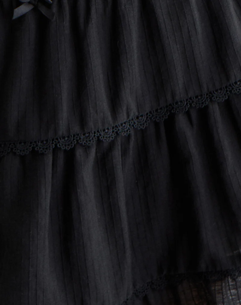 Talvi Tiered Frill Mini Skirt in Black - Image 6