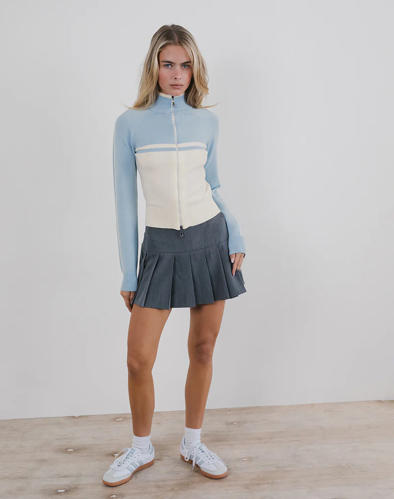 Talya Jacket in Panel Blue with White - Image 3