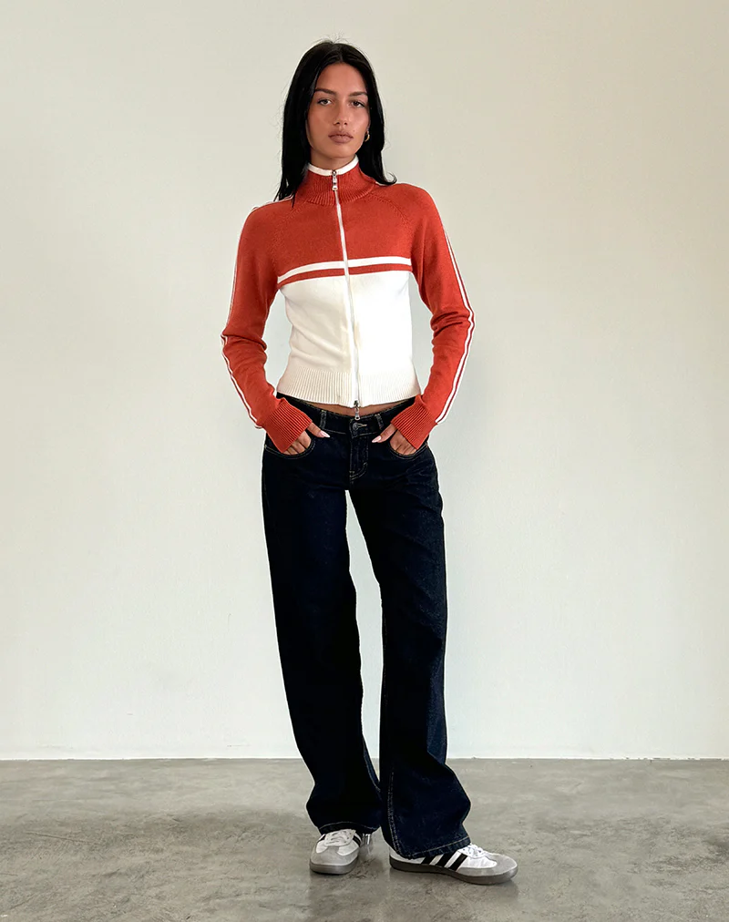 Talya Jacket in Panel Red with White - Image 4