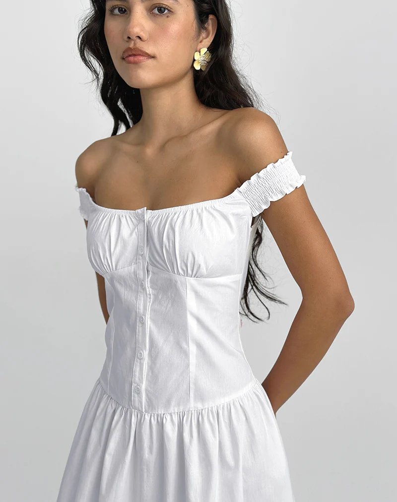 Tamashi Off the Shoulder Maxi Dress in White - Image 2