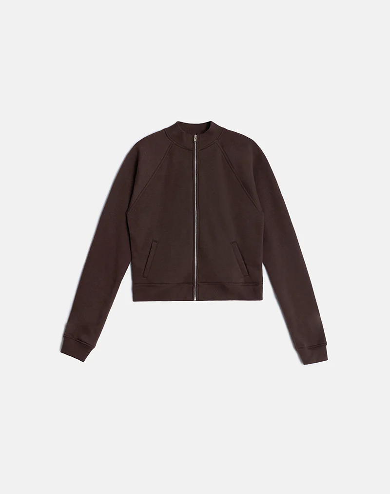 Tamayo Zip Turtleneck Jumper in Bitter Chocolate - Image 3
