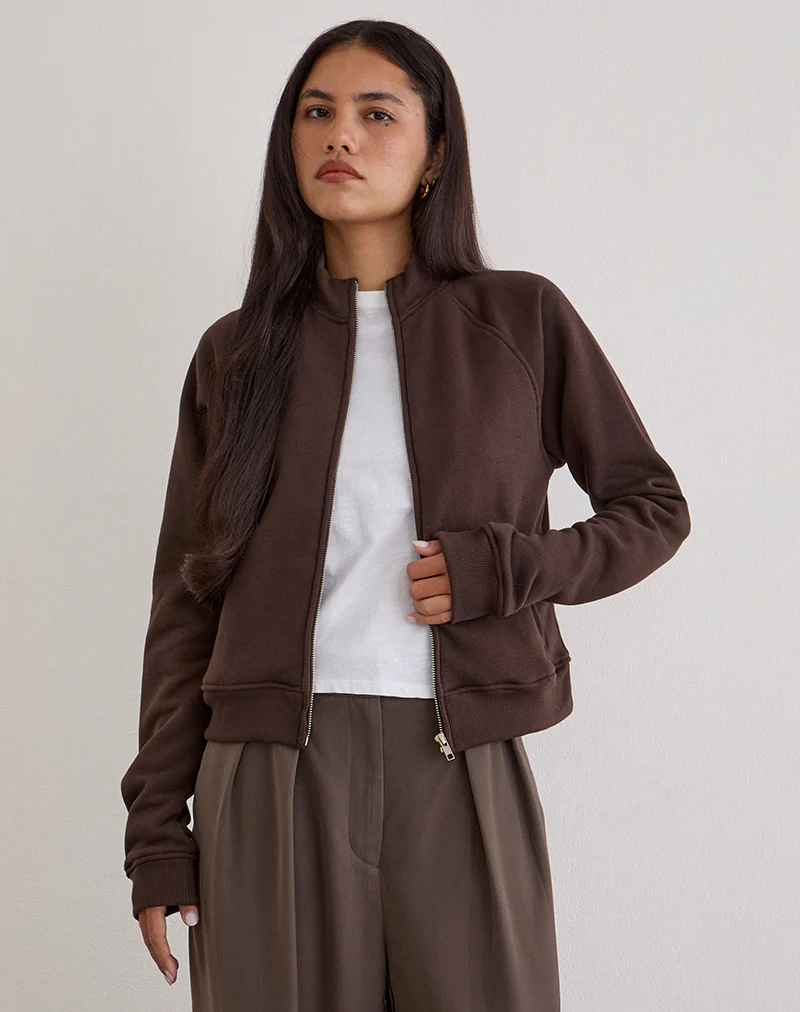 Tamayo Zip Turtleneck Jumper in Bitter Chocolate - Image 4