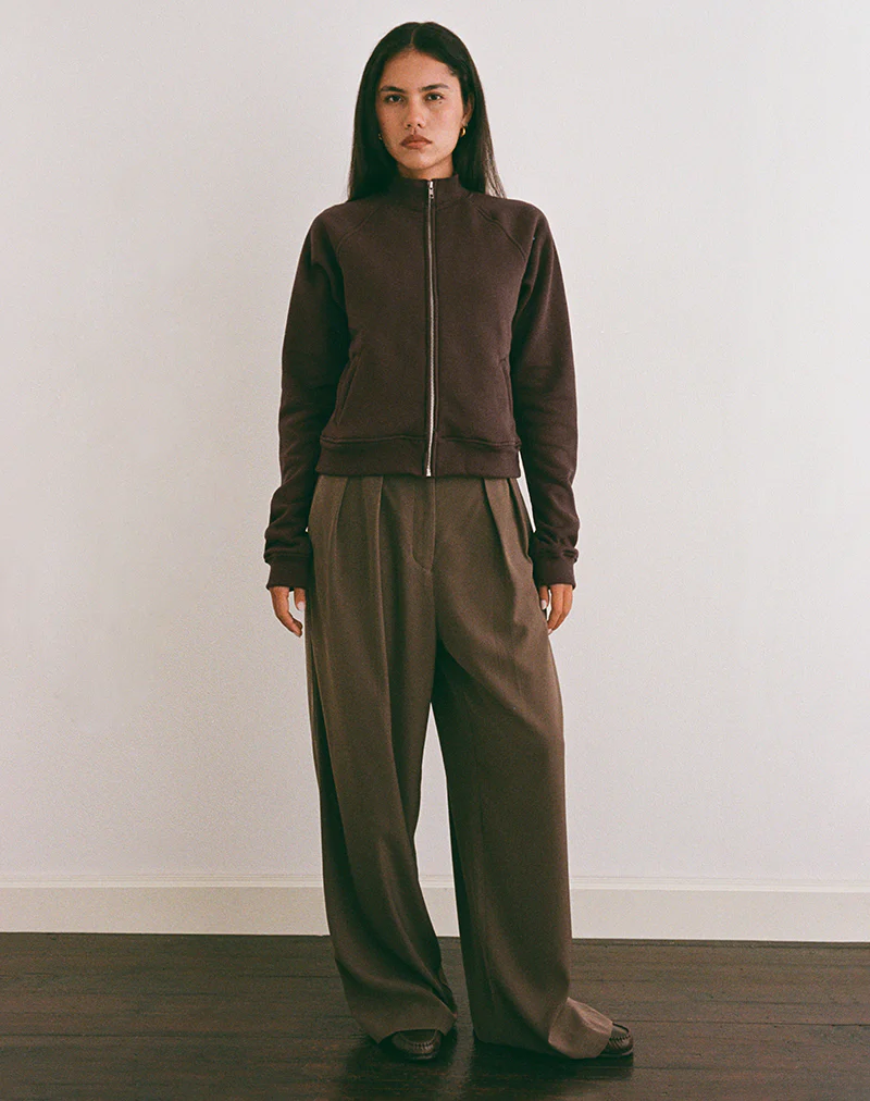 Tamayo Zip Turtleneck Jumper in Bitter Chocolate - Image 5