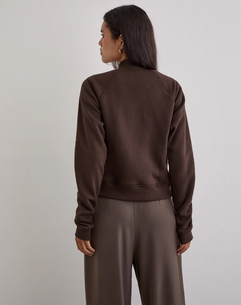 Tamayo Zip Turtleneck Jumper in Bitter Chocolate - Image 6