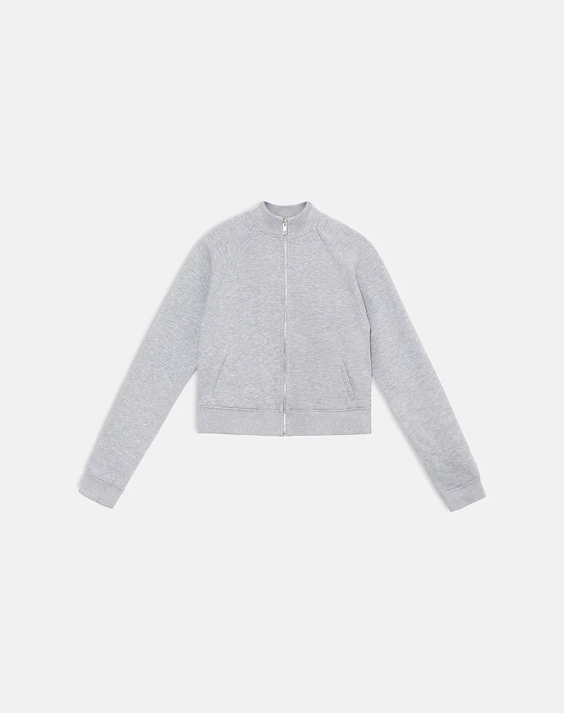 Tamayo Zip Turtleneck Jumper in Grey Marl - Image 3