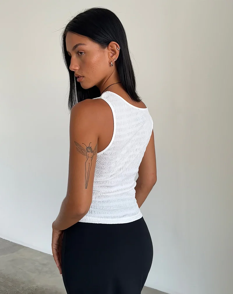 Tamia Asymmetric Top in Crinkle White - Image 4