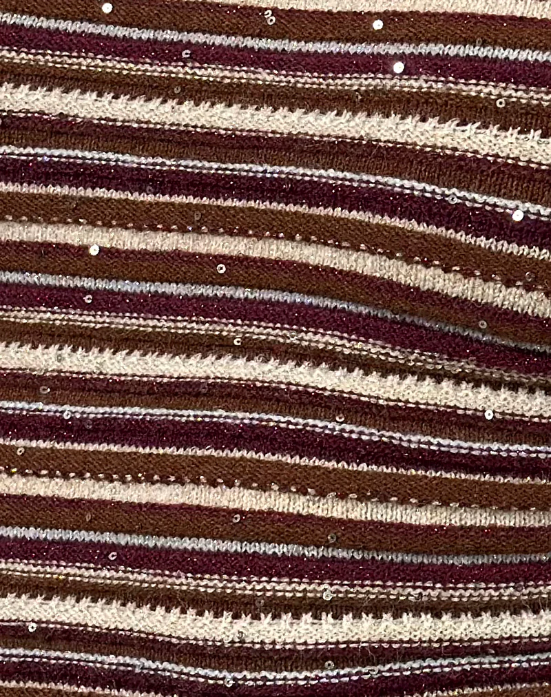 Tamia Off Shoulder Top in Shimmer Stripe Knit Rust - Image 7