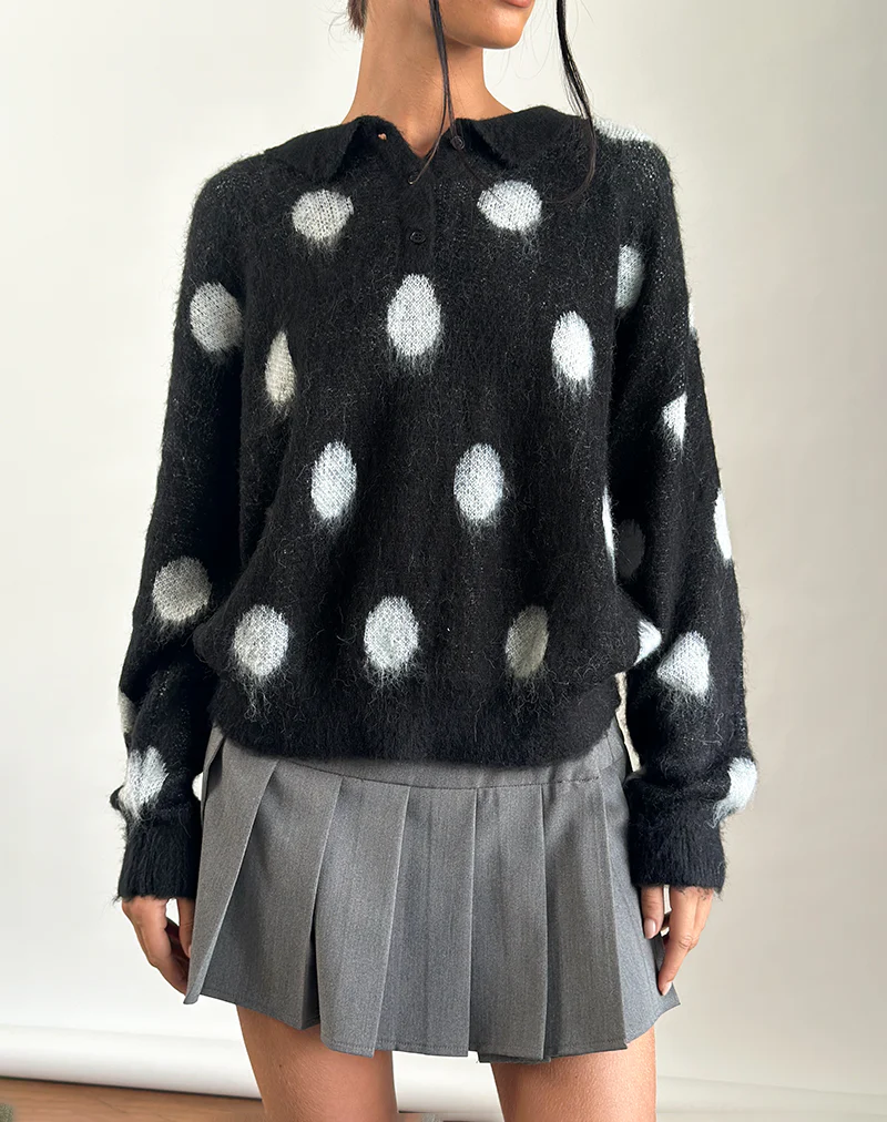 Tamika Oversized Jumper in Polka Black - Image 5
