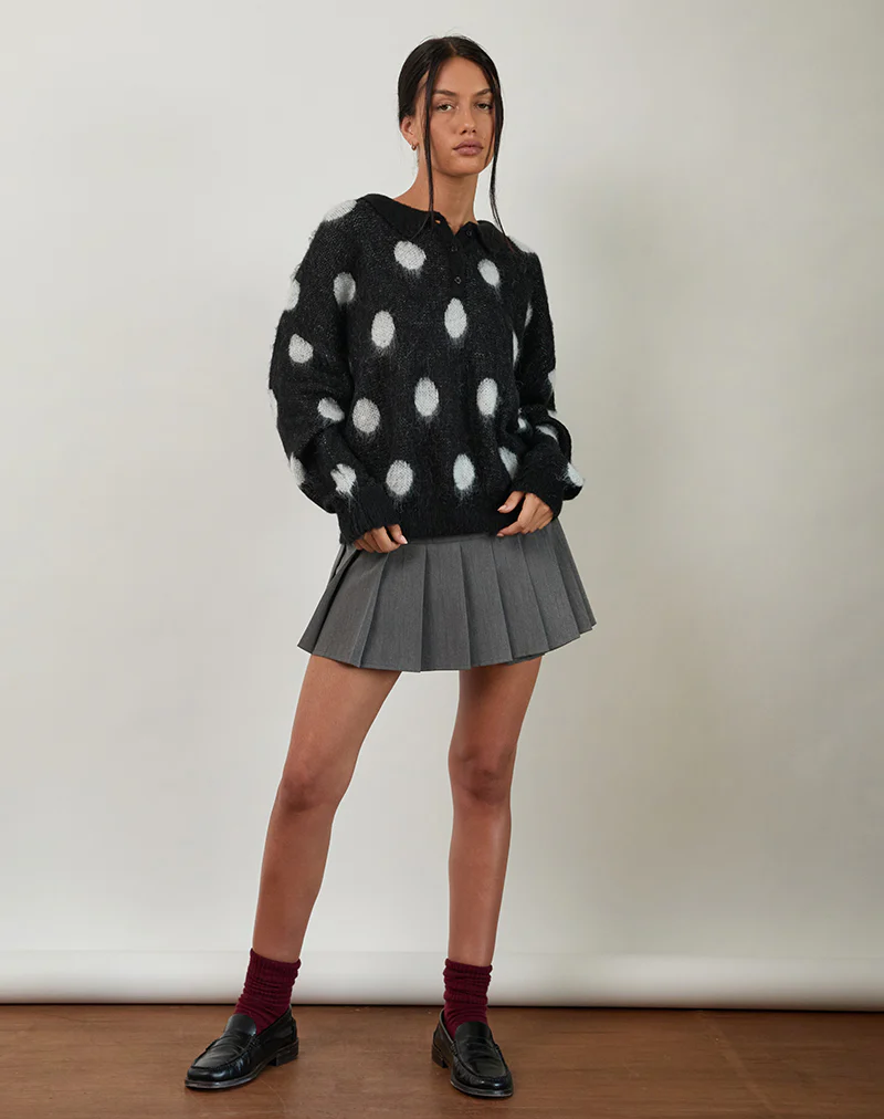 Tamika Oversized Jumper in Polka Black - Image 6
