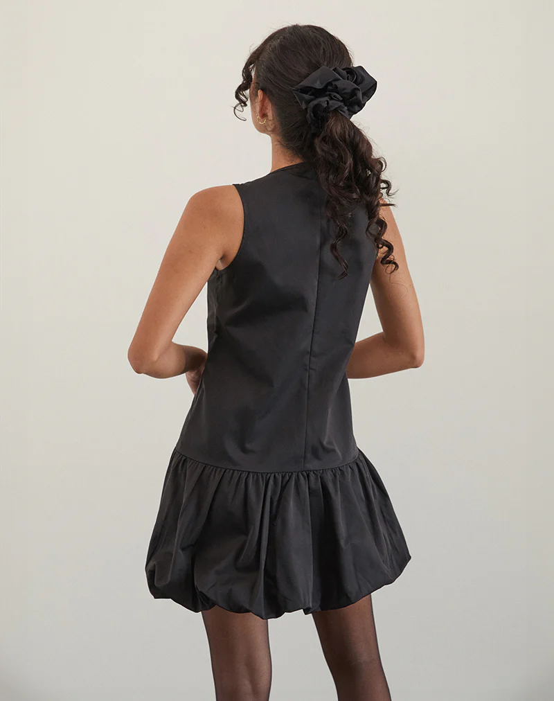 Tamilo Bubble Hem Mini Dress in Black - Image 2