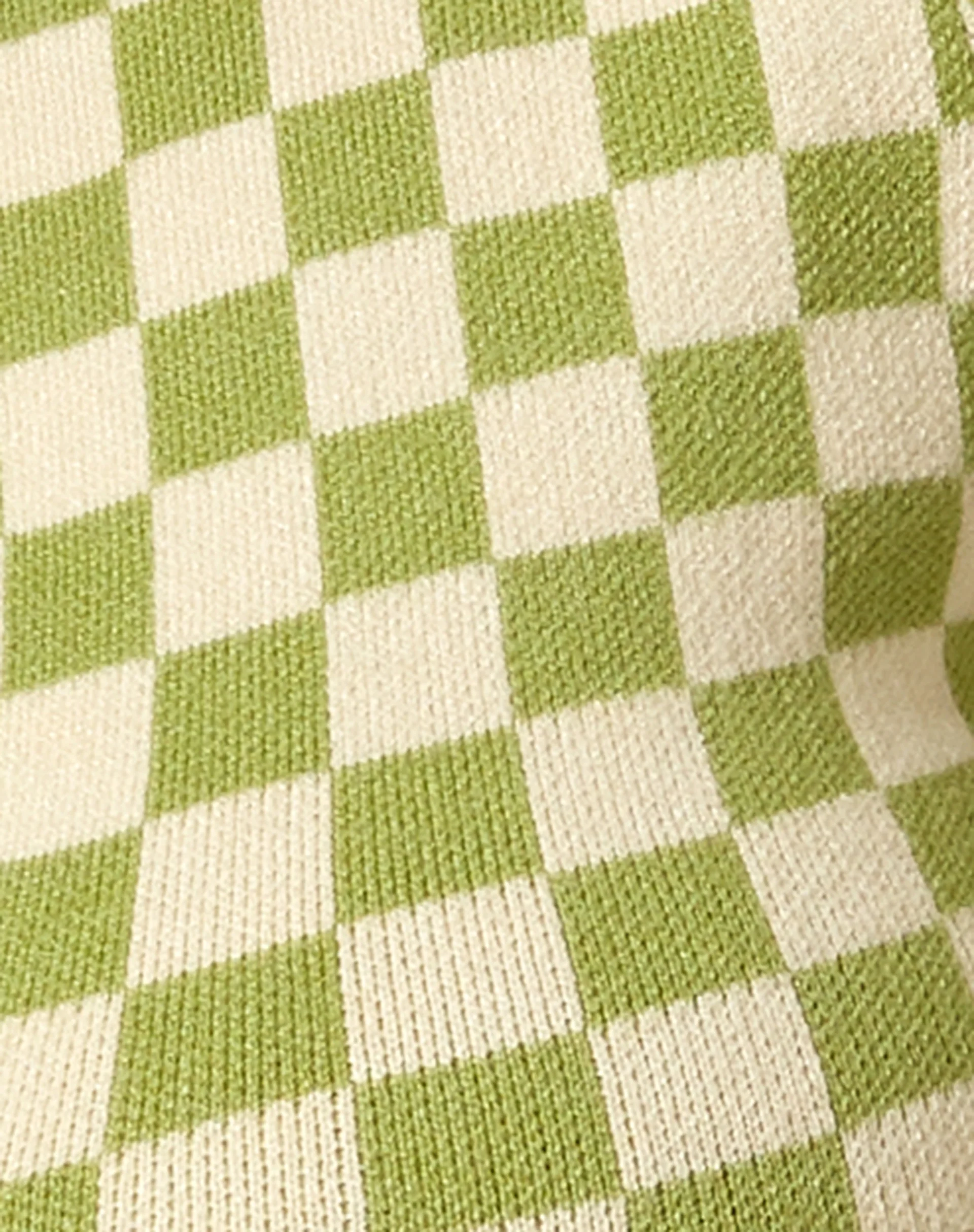 Tamma Crop Top in Crochet Checkerboard Green and Cream - Image 5