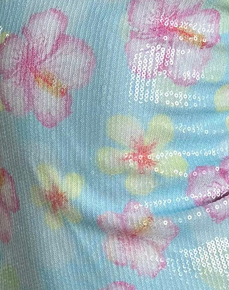 Tampa Top in Sequin Blooming Flower Blue - Image 6