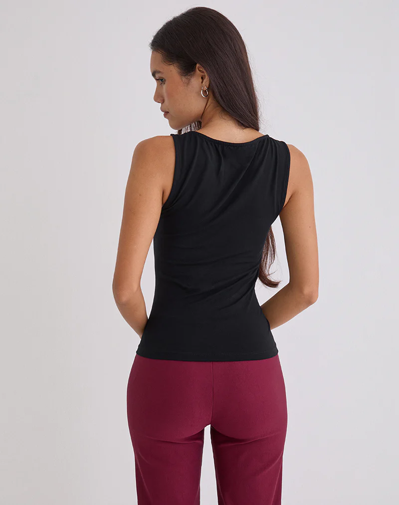 Tanzy Tie Top in Jersey Black - Image 3