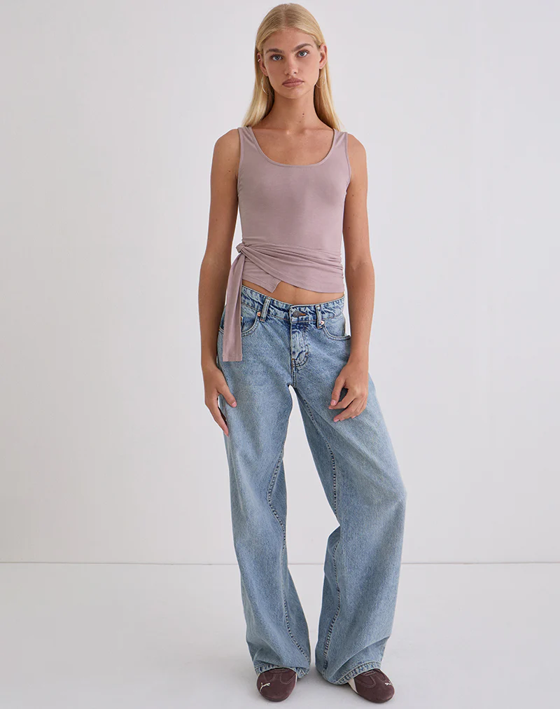 Tanzy Tie Top in Jersey Dusty Mauve - Image 3