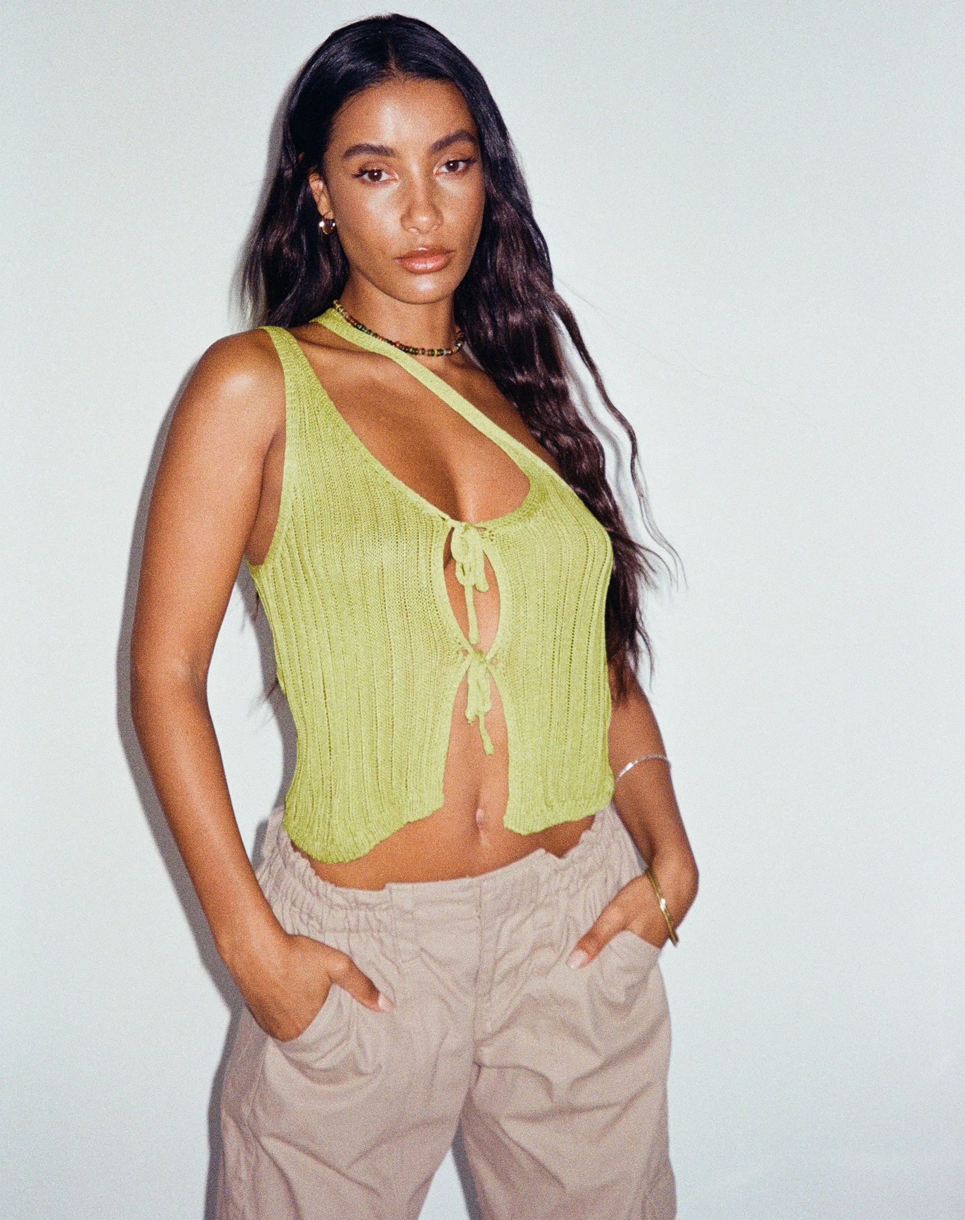 Tapa Cutout Top in Lime - Image 5