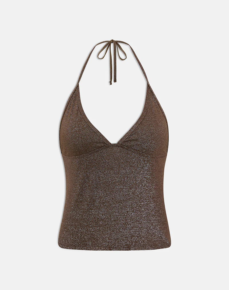 Tarikh Swim Tank Top in Shimmer Brown - Image 4