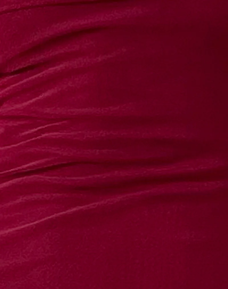 Tarna Bardot Maxi Dress in Mesh Burgundy - Image 6