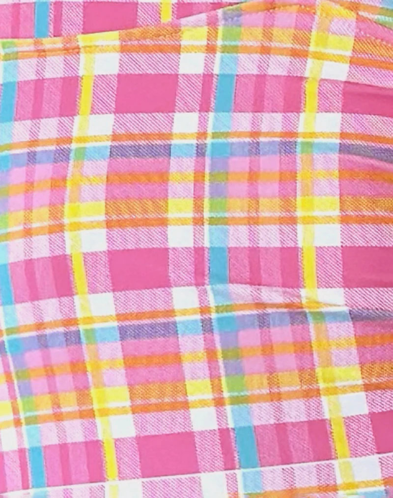 Tarowi Tank Bikini in Pink and Yellow Check - Image 6