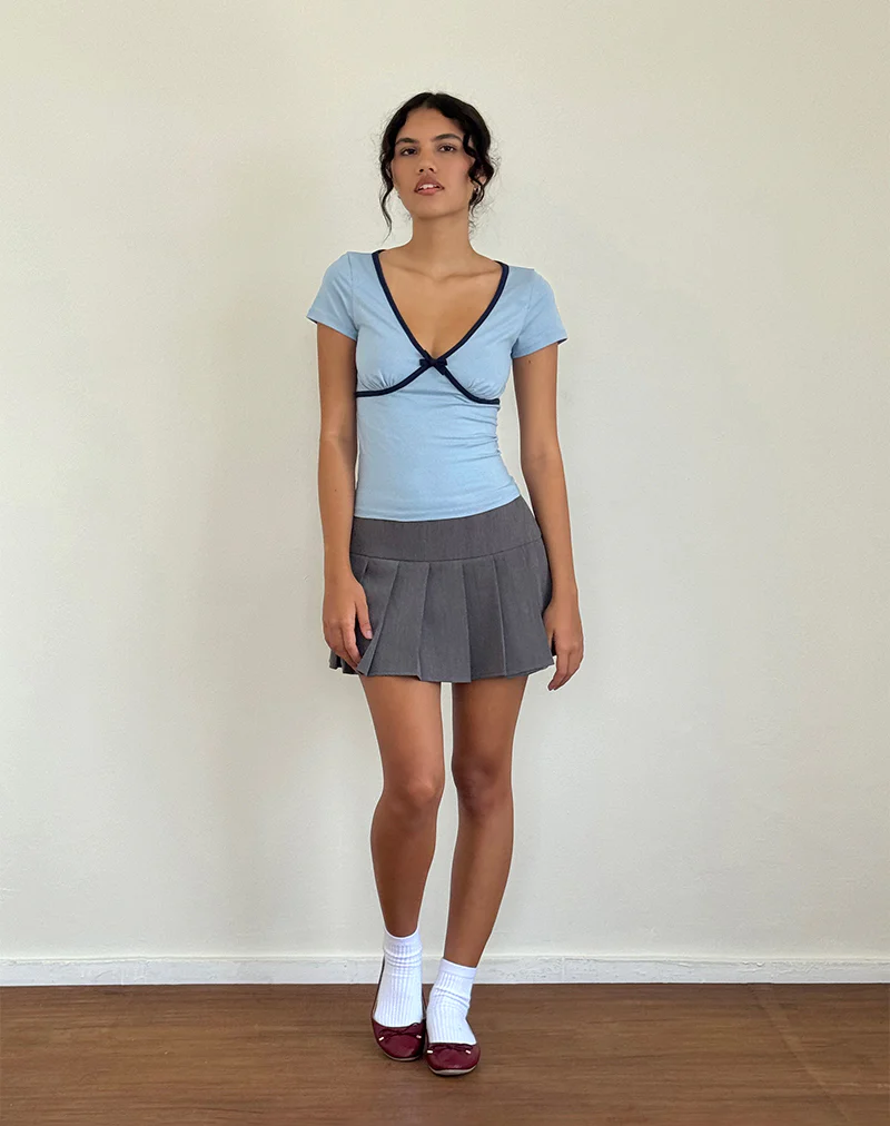 Tasina Top in Nantucket Blue with Navy Binding - Image 3