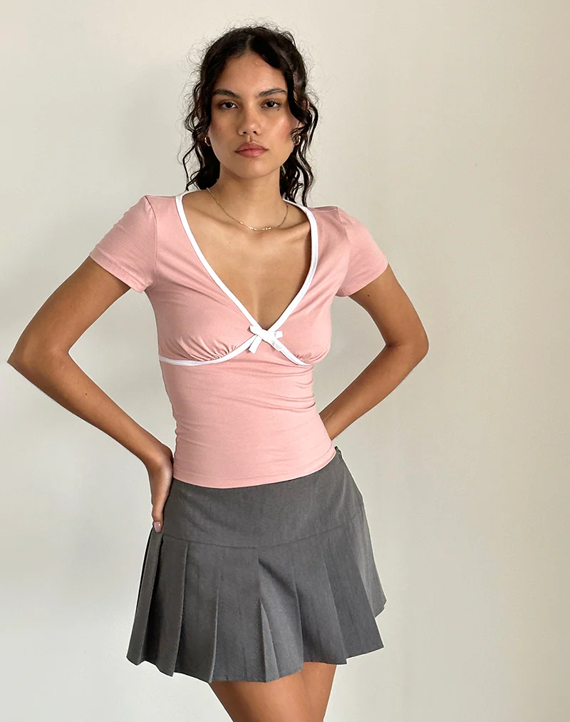 Tasina Top in Pink Lady with White Binding - Image 2
