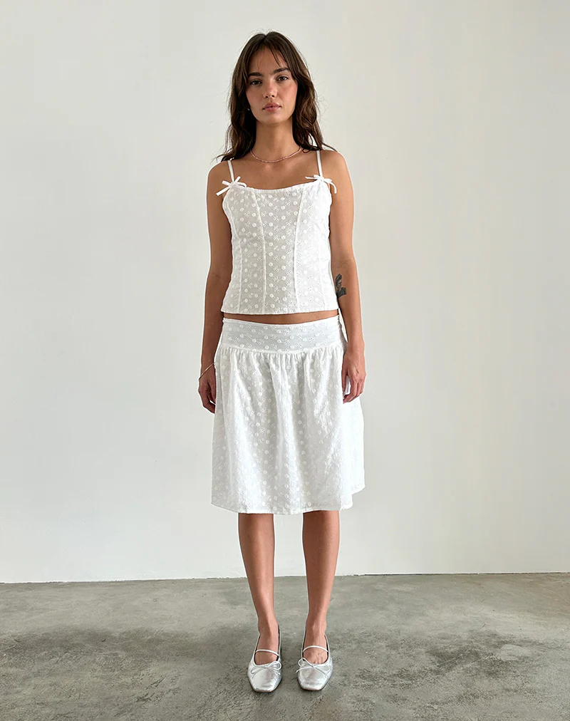 Tasma Corset Top in Woven Broderie White - Image 5