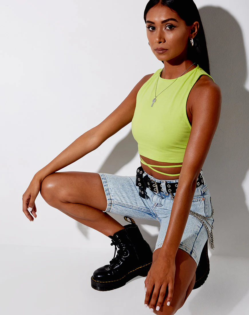 Tasve Crop Top in Lime - Image 2