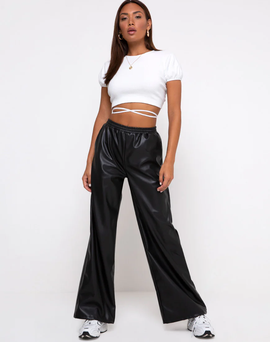 Tasya Crop Top in Rib White - Image 3