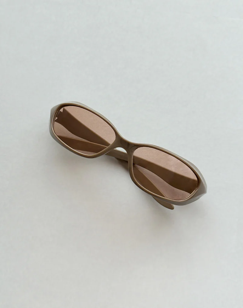 Tatan Wrap Around Sunglasses in Taupe - Image 2