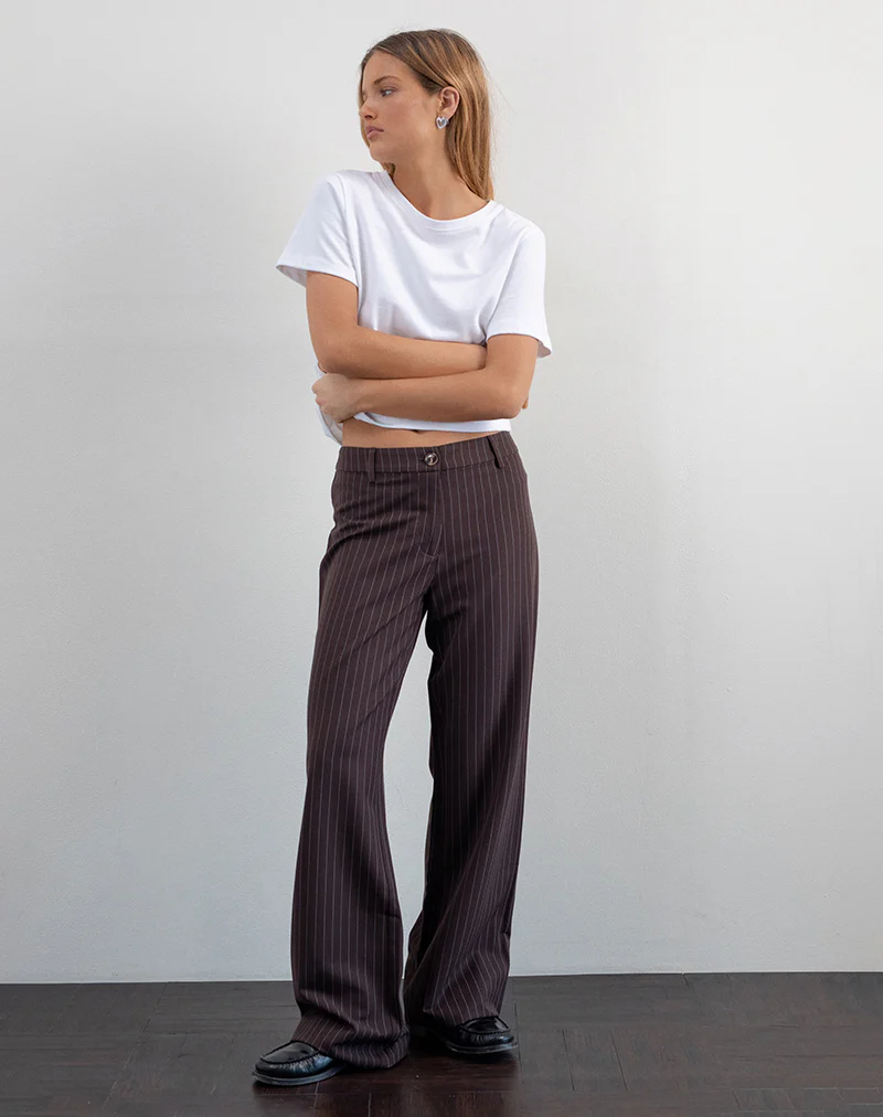 Tatina Smart Trouser in Brown Pinstripe Tailoring - Image 3