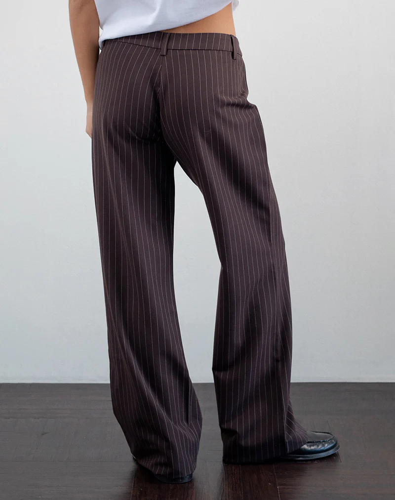 Tatina Smart Trouser in Brown Pinstripe Tailoring - Image 4