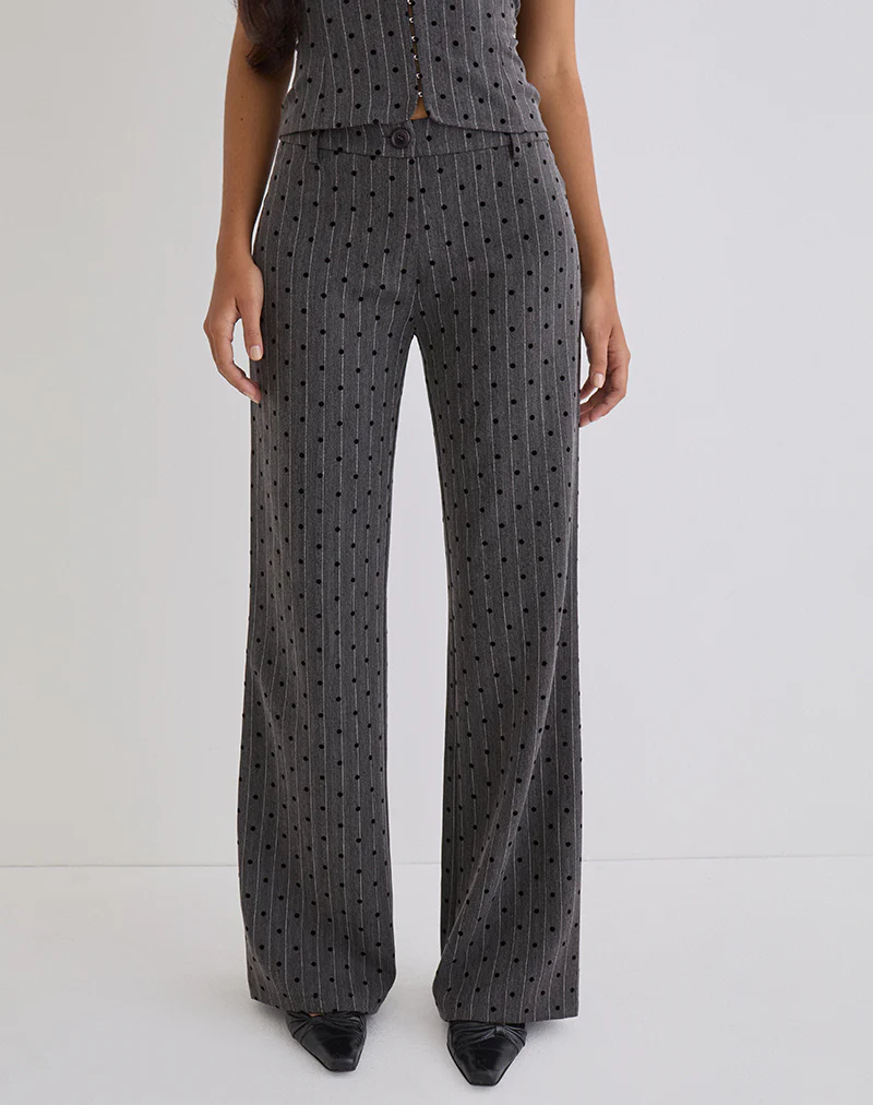 Tatina Trouser in Charcoal with Polka Pinstripe - Image 2